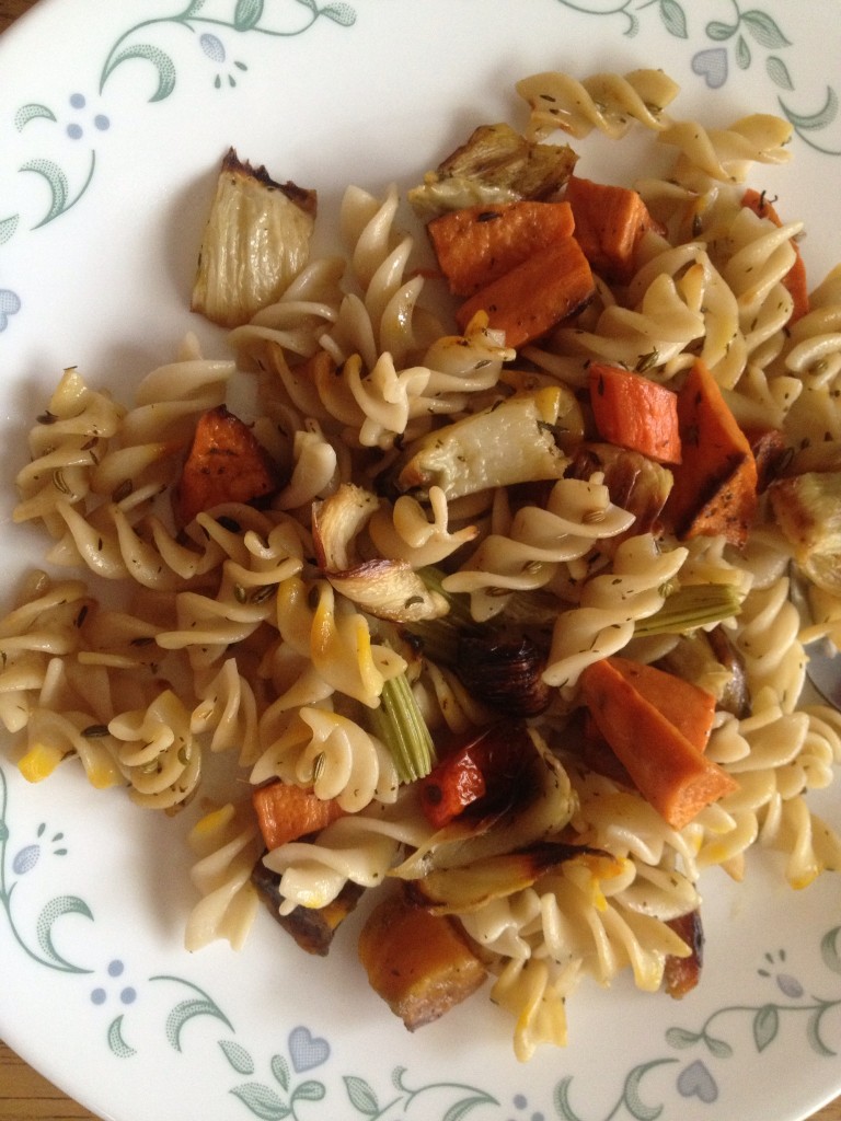 Roasted Vegetables with Brown Rice Fusilli Pasta